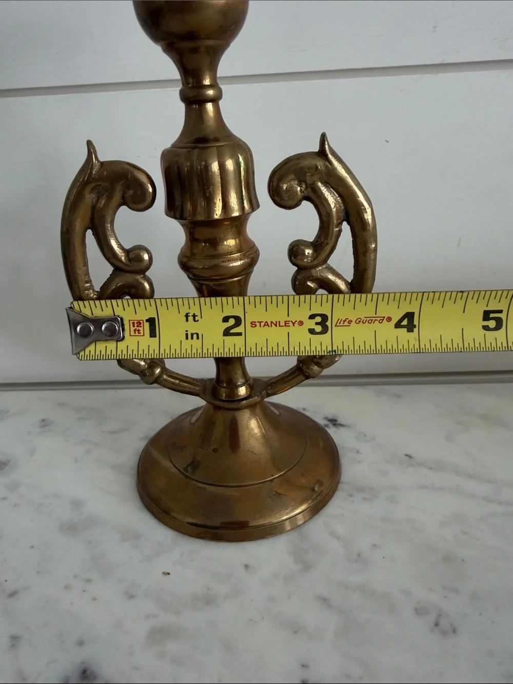 Vintage Brass Candle Holder Scrolls 6.5 inch